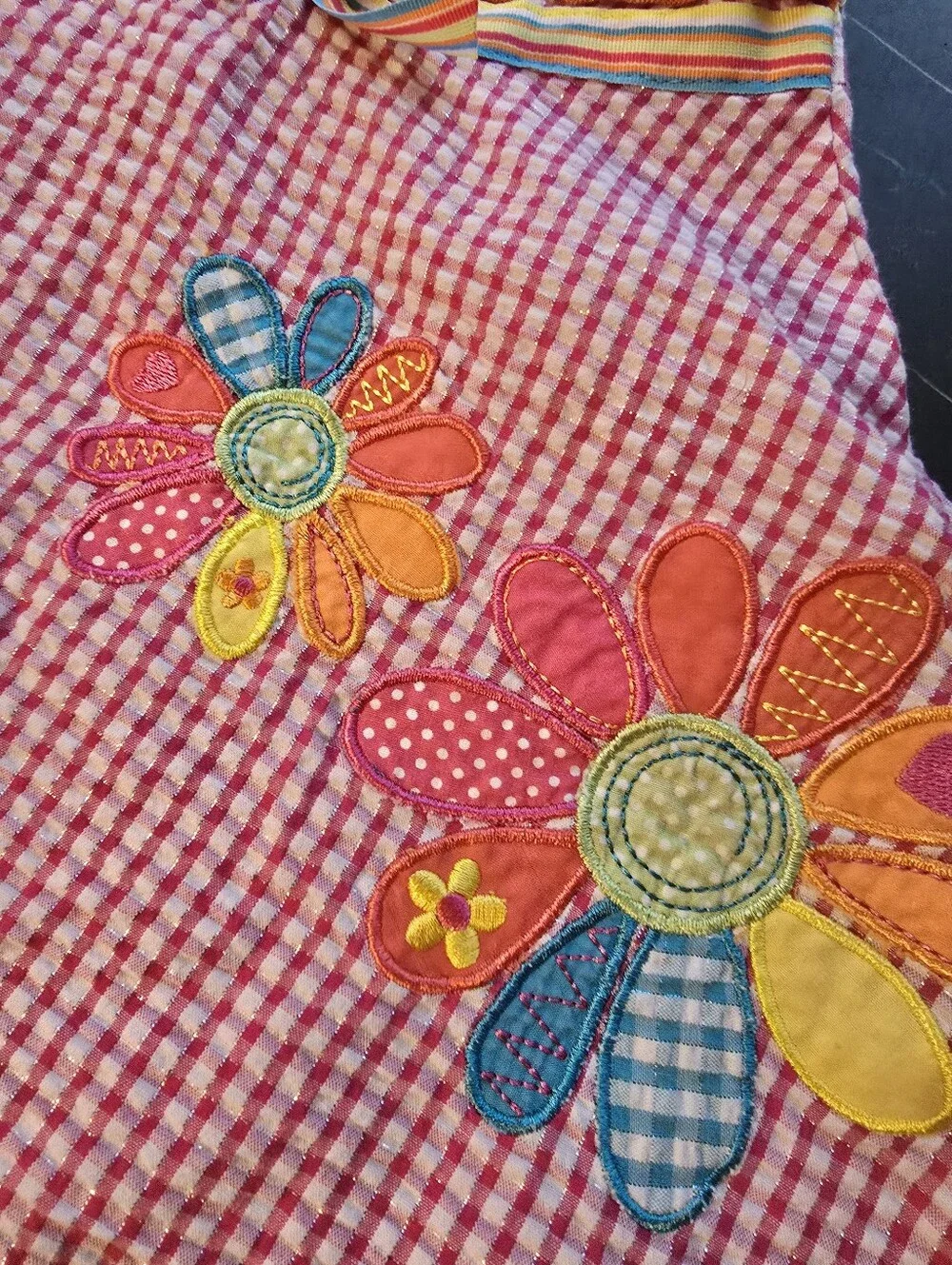 Vintage Youngland 12M Red Gingham Rainbow 80s Inspired Upcycle Dress